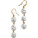 Water-Resistant Triple Drop Pearl Earrings, Front