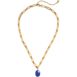 Water-Resistant Short Link Stone Pendant Necklace, Front