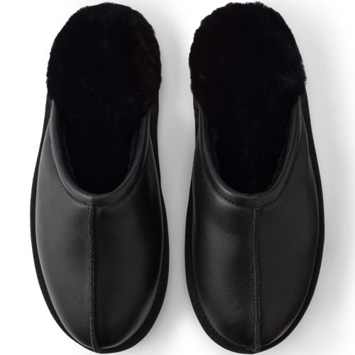  Lands' End Lederpantoletten, Herren, Größe:41 Regular, Schwarz, Leder, By Lands' End 