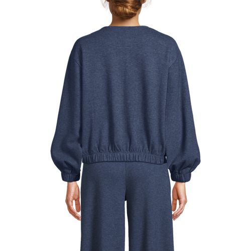  Lands' End Softe Jersey-bomberjacke, Damen, Größe:36-38 Regular, Blau, Baumwolle/polyester/baumwoll-mischung, By Lands' End 