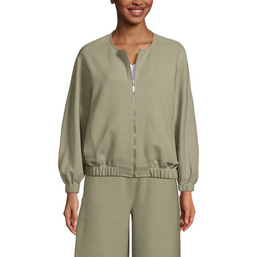  Lands' End Softe Jersey-bomberjacke, Damen, Größe:32-34 Regular, Grün, Baumwolle/polyester/baumwoll-mischung, By Lands' End 