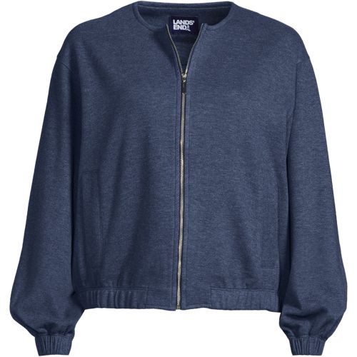  Lands' End Softe Jersey-bomberjacke, Damen, Größe:36-38 Regular, Blau, Baumwolle/polyester/baumwoll-mischung, By Lands' End 