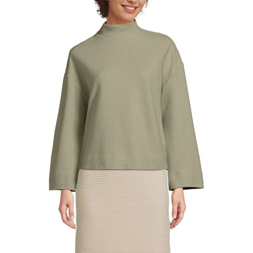  Lands' End Softes Sweatshirt Mit Stehkragen, Damen, Größe:36-38 Regular, Grün, Baumwolle/polyester/baumwoll-mischung, By Lands' End 