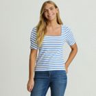 Women's Puff Sleeve Mariner Square Neck Top