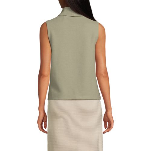  Lands' End Softes ärmelloses Jersey-rollkragenshirt, Damen, Größe:36-38 Regular, Grün, Baumwolle/polyester/baumwoll-mischung, By Lands' End 