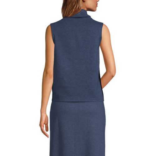 Lands' End Softes ärmelloses Jersey-rollkragenshirt, Damen, Größe:36-38 Regular, Blau, Baumwolle/polyester/baumwoll-mischung, By Lands' End 