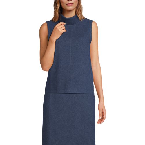  Lands' End Softes ärmelloses Jersey-rollkragenshirt, Damen, Größe:36-38 Regular, Blau, Baumwolle/polyester/baumwoll-mischung, By Lands' End 