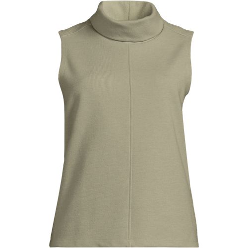  Lands' End Softes ärmelloses Jersey-rollkragenshirt, Damen, Größe:36-38 Regular, Grün, Baumwolle/polyester/baumwoll-mischung, By Lands' End 
