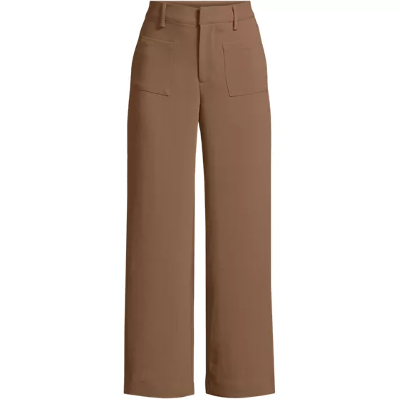 Women's Crepe High Rise Patch Pocket Wide Leg Crop Pants - primary
