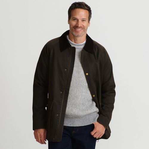 Lands' End Gewachste Baumwollmix-jacke, Herren, Größe:52-54 Regular, Braun, Baumwolle/polyester/baumwoll-mischung, By Lands' End 