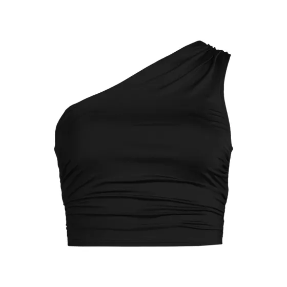 Women's Long Torso Ruched One Shoulder Midkini Top  - primary