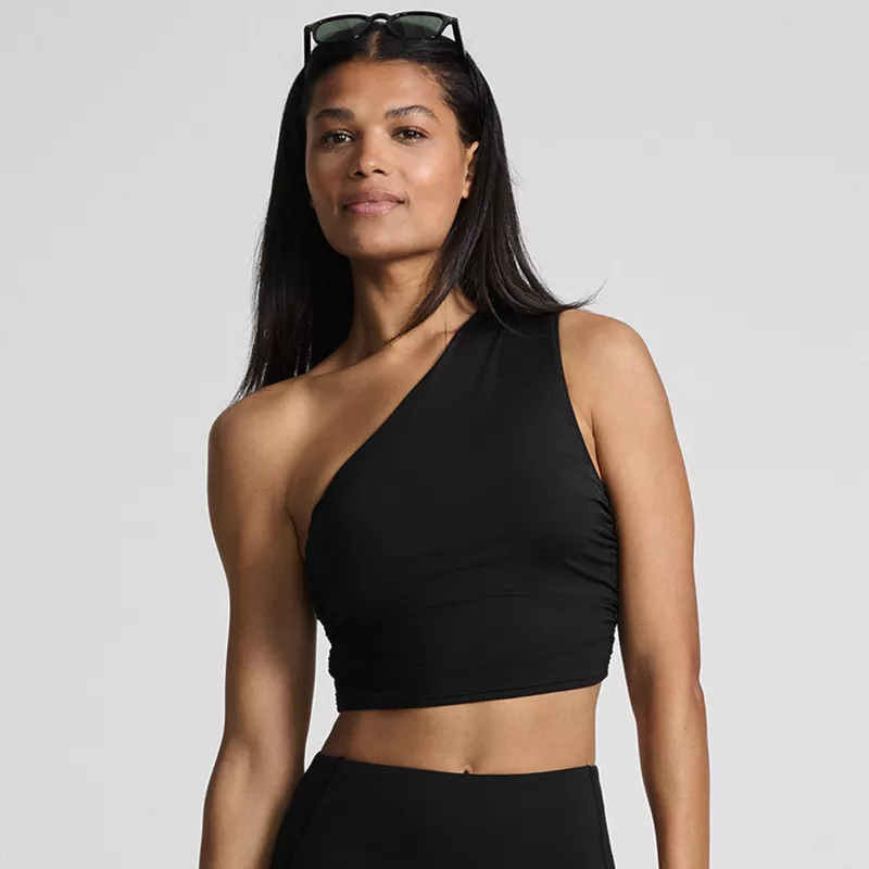 Women's Ruched One Shoulder Midkini Top , alternative image