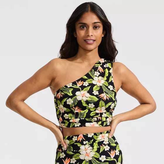Women's Ruched One Shoulder Midkini Top  - primary