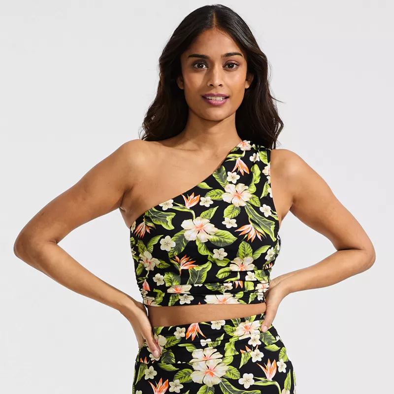 Women's Ruched One Shoulder Midkini Top , alternative image
