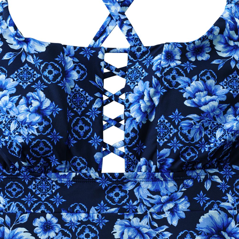 Women's Lace-up Flutter Tankini Swimsuit Top | Lands' End