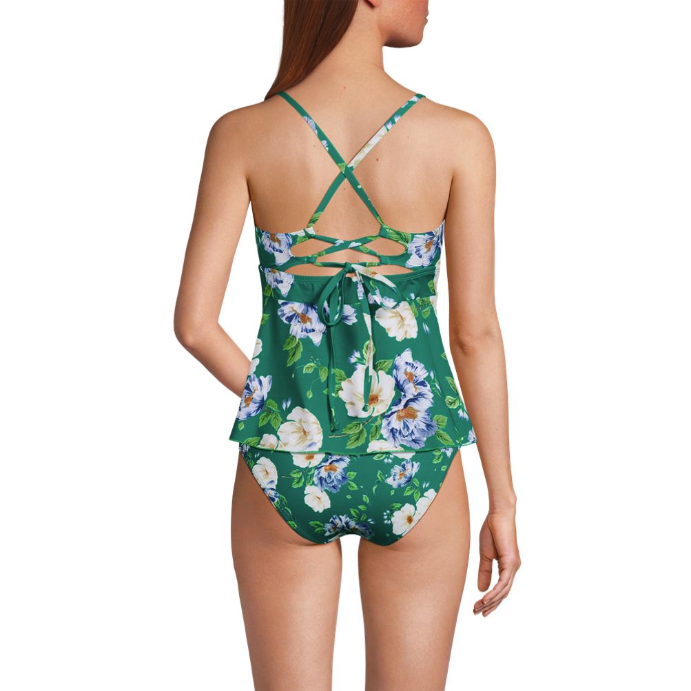 Women's Lace-up Flutter Tankini Swimsuit Top | Lands' End
