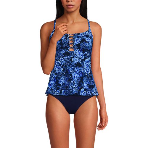 Women's Lace-up Flutter Tankini Swimsuit Top, Front