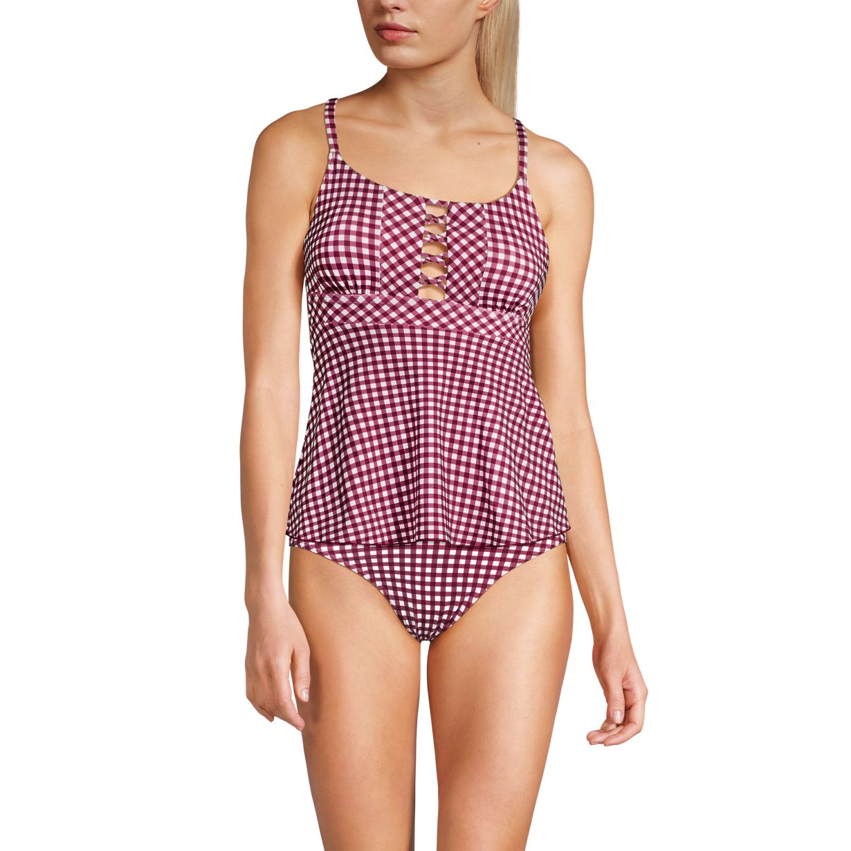 Women's Lace-up Flutter Tankini Swimsuit Top