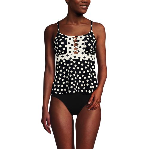 Women's Lace-up Flutter Tankini Swimsuit Top, Front