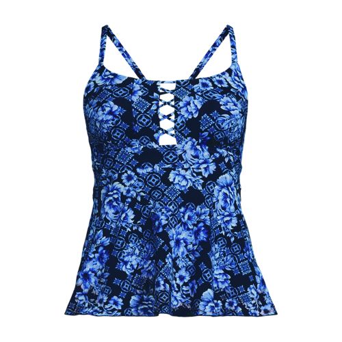 Women's Lace-up Flutter Tankini Swimsuit Top, Front