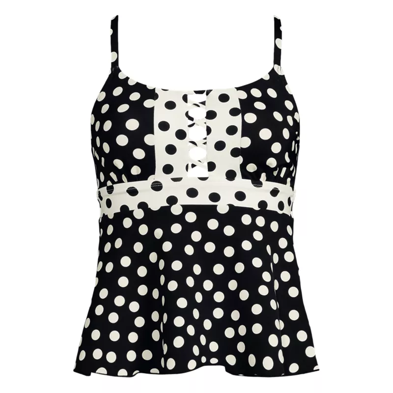 Women's Plus Size Lace-up Flutter Tankini Swimsuit Top, Front