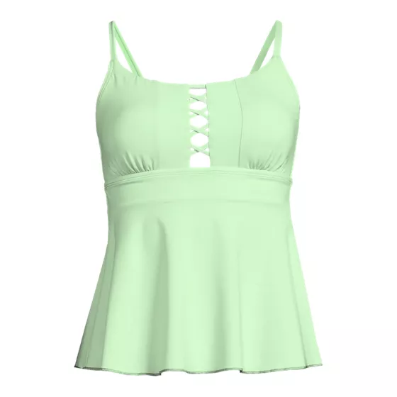Women's Plus Size Lace-up Flutter Tankini Swimsuit Top - primary