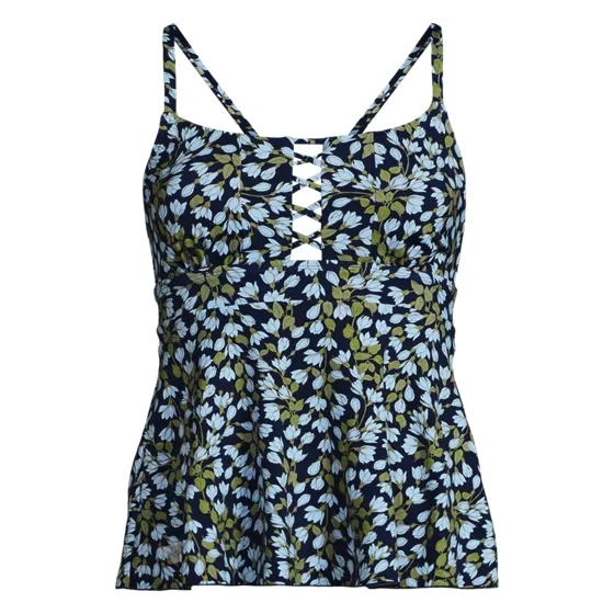 Women's Lace-up Flutter Tankini Swimsuit Top - primary