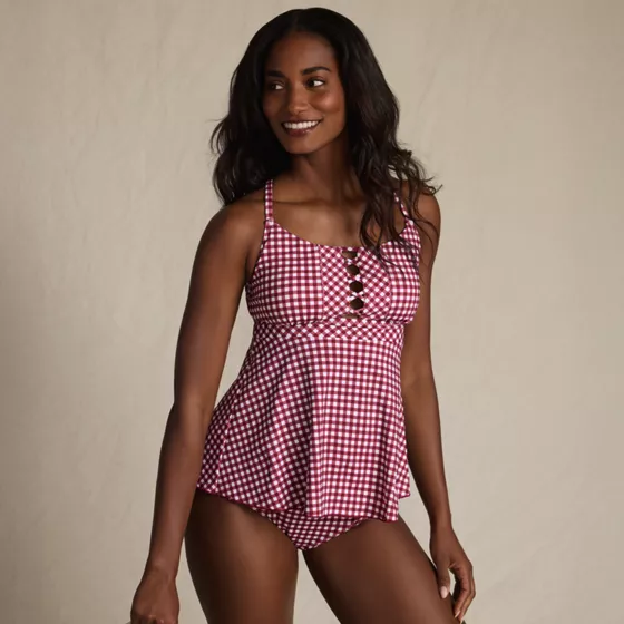 Women's Lace-up Flutter Tankini Swimsuit Top - primary