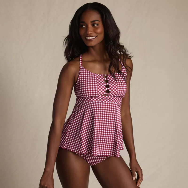 Women's Lace-up Flutter Tankini Swimsuit Top, alternative image