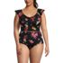 Women's Plus Size Ruffle V-neck Midkini Swimsuit Top, Front
