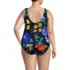 Women's Plus Size Tie Shoulder Flutter Tankini Top , Back