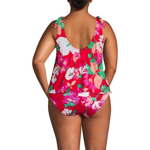  Lands' End Tankini-top Mit Geknoteten Trägern Und Flattersaum, Damen, Größe:54 Plus, Pink, Elasthan/nylon-mischung, By Lands' End 
