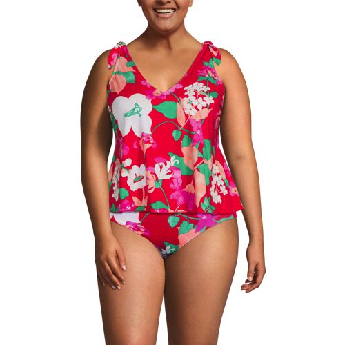  Lands' End Tankini-top Mit Geknoteten Trägern Und Flattersaum, Damen, Größe:54 Plus, Pink, Elasthan/nylon-mischung, By Lands' End 