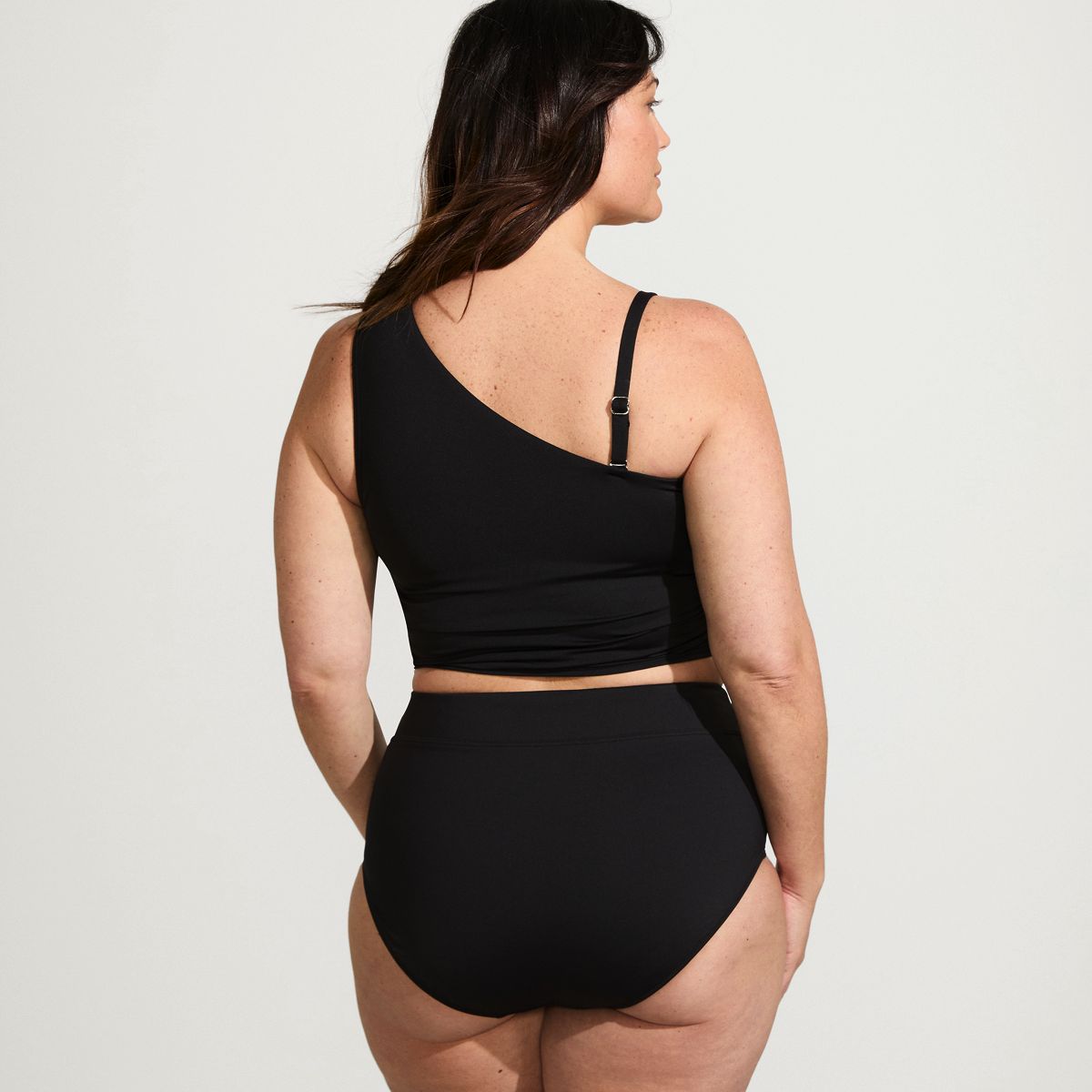 Women's Ruched One Shoulder Midkini Swimsuit Top