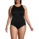 Women's Plus Size Tugless High Neck Portrait Back Tankini Swimsuit Top, Front