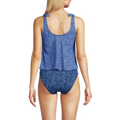 Women's Tie Shoulder Flutter Tankini Top, Back