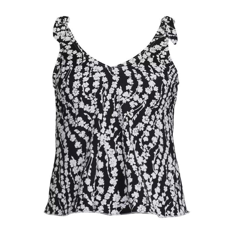 Women's Plus Size Tie Shoulder Flutter Tankini Top , Front