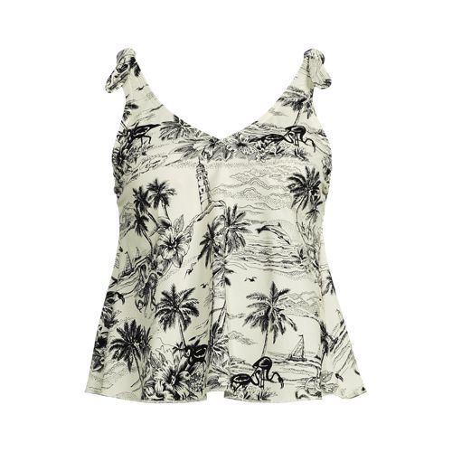 Women's Tie Shoulder Flutter Tankini Top - image 2