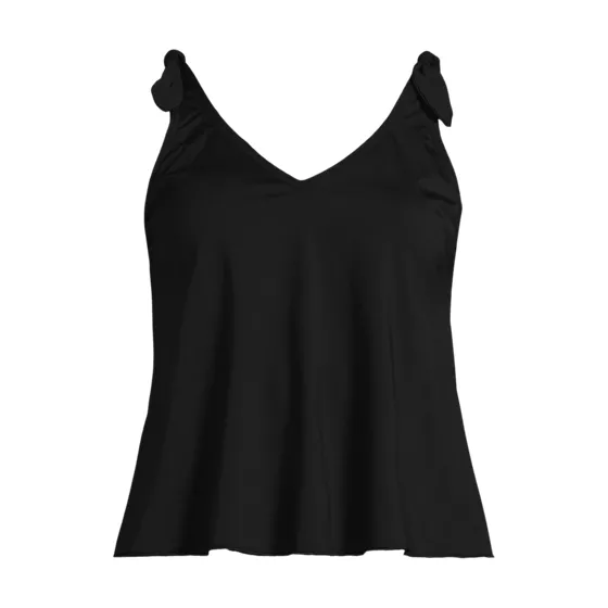 Women's Long Torso Tie Shoulder Flutter Tankini Top  - primary