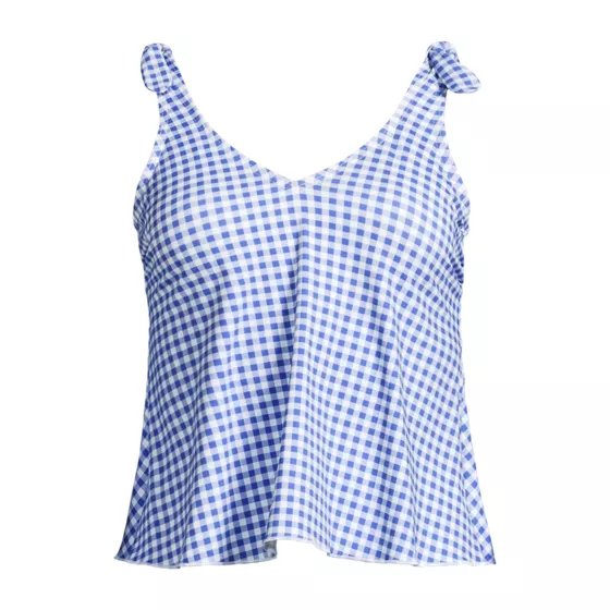 Women's Long Torso Tie Shoulder Flutter Tankini Top  - primary