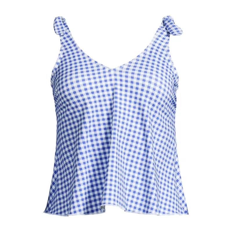 Women's Plus Size Tie Shoulder Flutter Tankini Top , Front