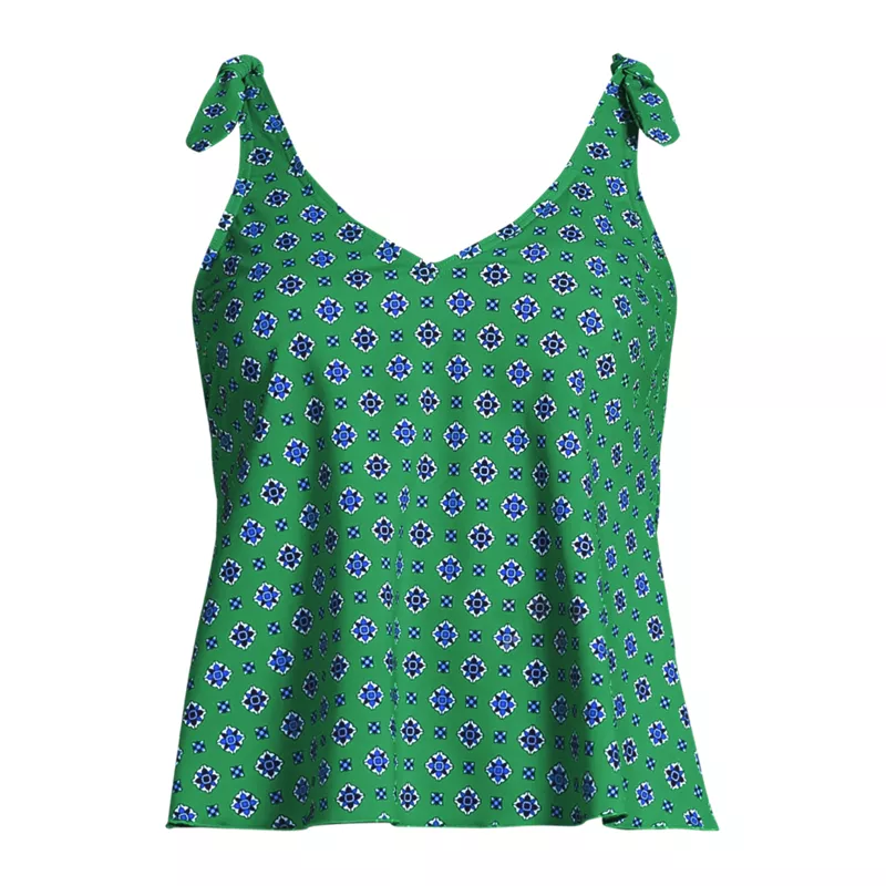 Women's Plus Size Tie Shoulder Flutter Tankini Top , Front