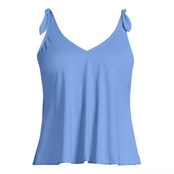 Women's Long Torso Tie Shoulder Flutter Tankini Top  - primary