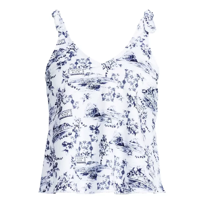 Women's Tie Shoulder Flutter Tankini Top, Front