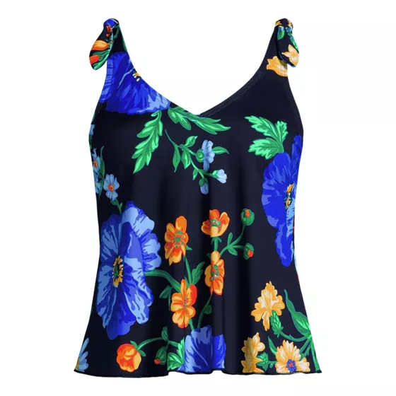 Women's Plus Size Tie Shoulder Flutter Tankini Top  - primary