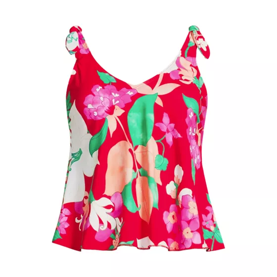 Women's Tie Shoulder Flutter Tankini Top - primary