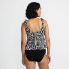 Women's Chlorine Resistant V-neck Shoulder Tie Flutter Tankini Swimsuit Top