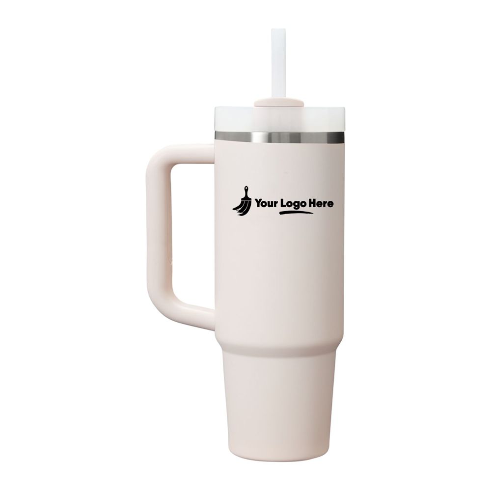 30oz Stanley Quencher H2O FlowState Custom Logo Tumbler - Rose Quartz - One Size