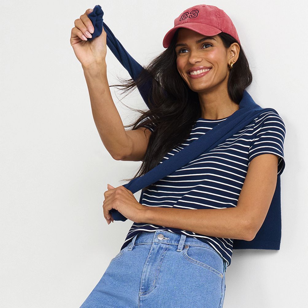 Women's Drapey Rib Fitted Short Sleeve T-Shirt | Lands' End