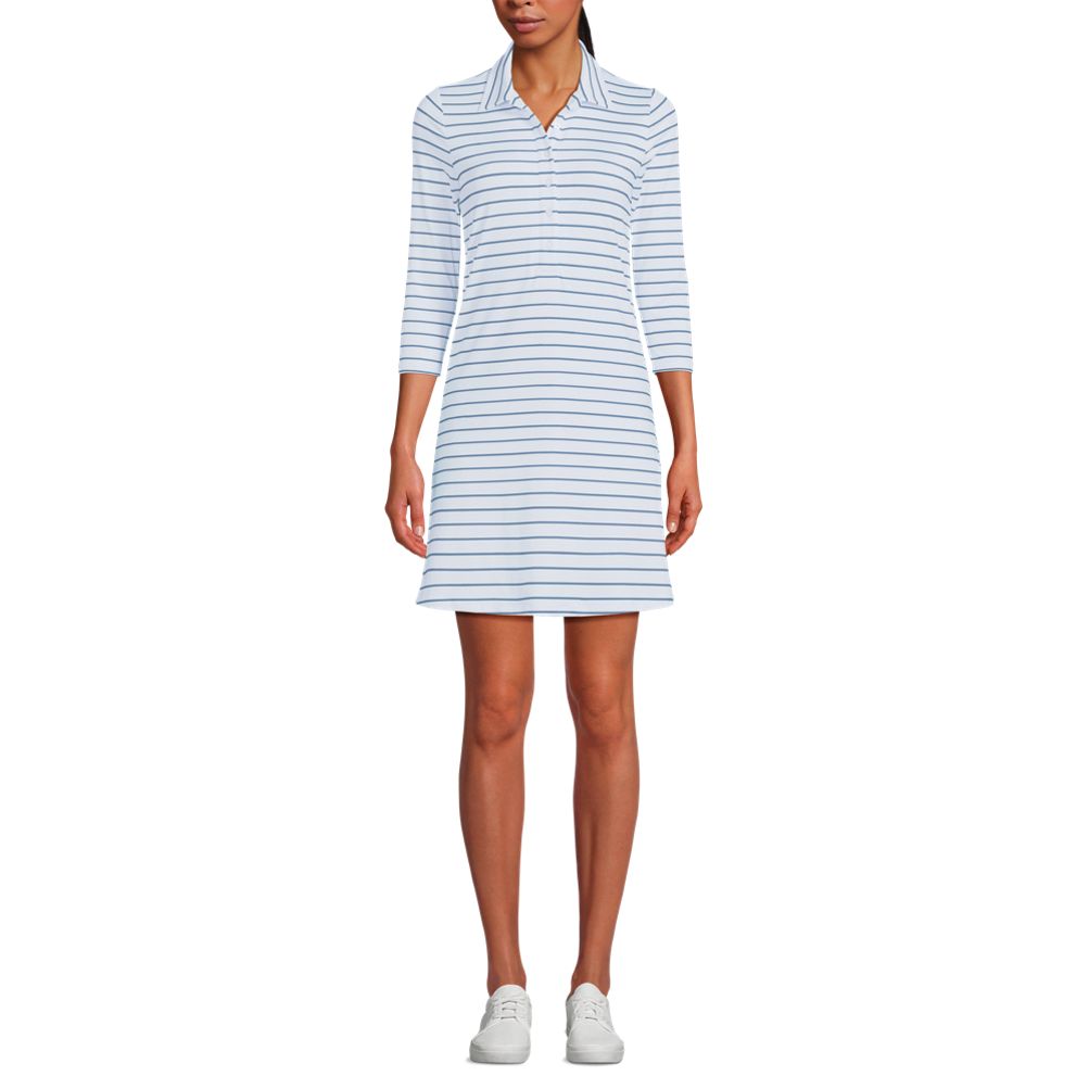 レディースウェア Sleeve Polo Dress Women's Active 3/4 Sleeve Polo Dress | Lands' End